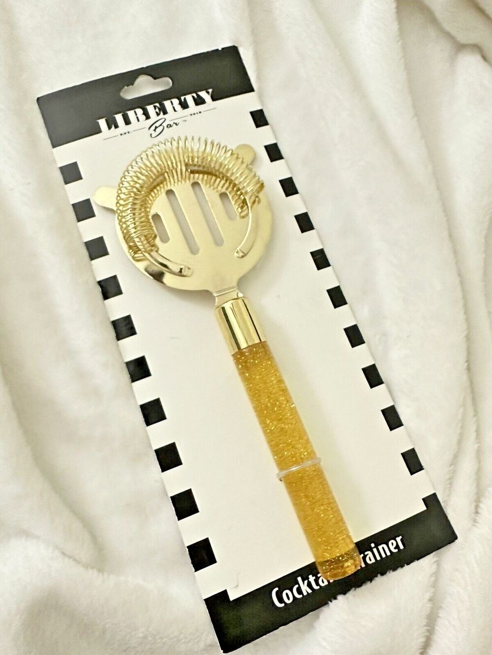 NEW Liberty Bar Cocktail Strainer Bar Gold Plated Glitter Cocktails Drinks Party